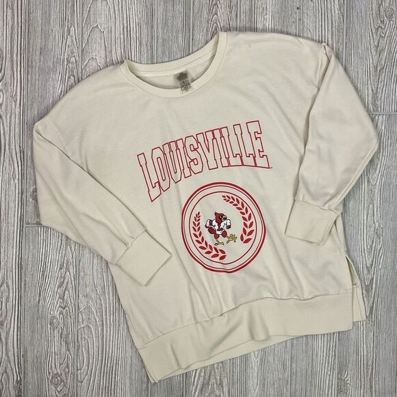 Louisville Cardinals Gameday Couture Cream Color Crewneck Sweatshirt Sweater Wom - Picture 1 of 9